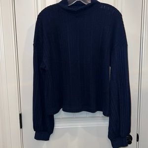 SHEIN mock neck navy ribbed top